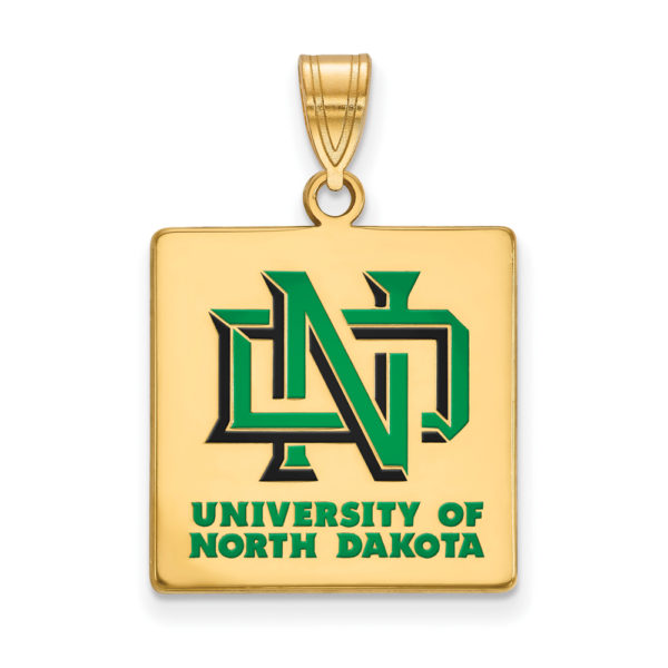 14k Gold Plated Silver North Dakota Large Enamel Pendant