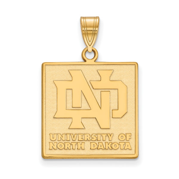 14k Gold Plated Silver North Dakota Large Square Logo Pendant