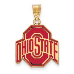 14k Gold Plated Silver Ohio State Large Enamel Logo Pendant