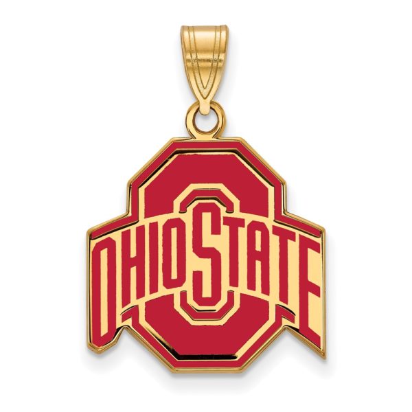 14k Gold Plated Silver Ohio State Large Enamel Logo Pendant