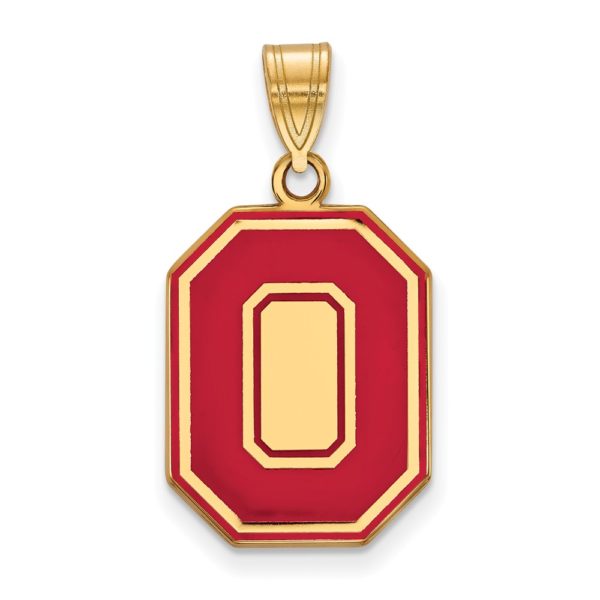 14k Gold Plated Silver Ohio State Large Enamel 'O' Pendant