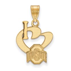 14k Gold Plated Silver Ohio State Large I Love Logo Pendant