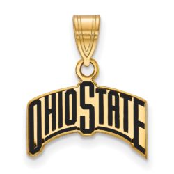 14k Gold Plated Silver Ohio State Medium Enamel Pendant