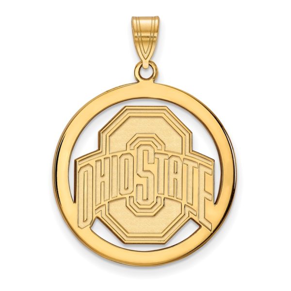 14k Gold Plated Silver Ohio State XL Circle Pendant