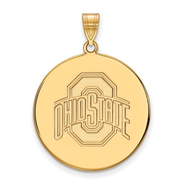 14k Gold Plated Silver Ohio State XL Logo Disc Pendant