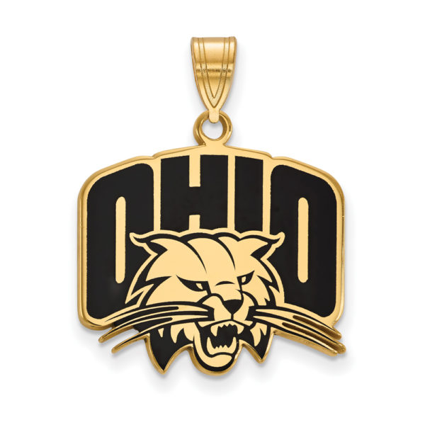 14k Gold Plated Silver Ohio U. Large Enamel Logo Pendant