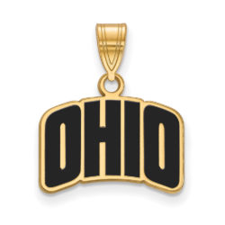 14k Gold Plated Silver Ohio U. Small Enamel Pendant