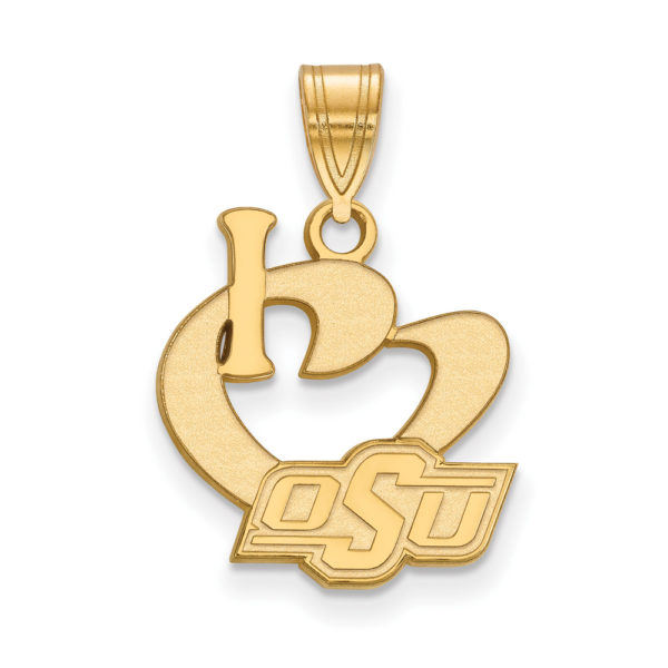 14k Gold Plated Silver Oklahoma State Large I Love Logo Pendant