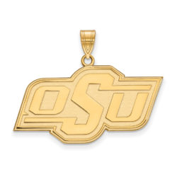 14k Gold Plated Silver Oklahoma State Large 'OSU' Pendant