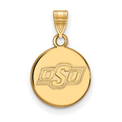 14k Gold Plated Silver Oklahoma State Small Disc Pendant