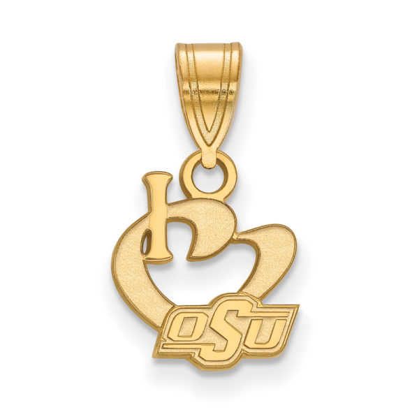 14k Gold Plated Silver Oklahoma State Small I Love Logo Pendant