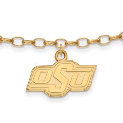 14k Gold Plated Silver Oklahoma State University Anklet, 9 Inch