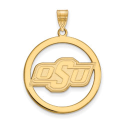 14k Gold Plated Silver Oklahoma State XL Circle Pendant