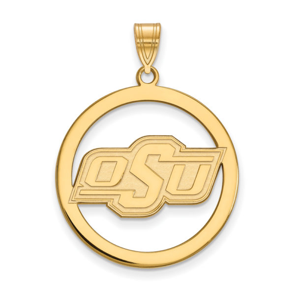 14k Gold Plated Silver Oklahoma State XL Circle Pendant