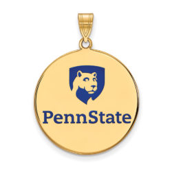 14k Gold Plated Silver Penn State XL Enamel Disc Pendant