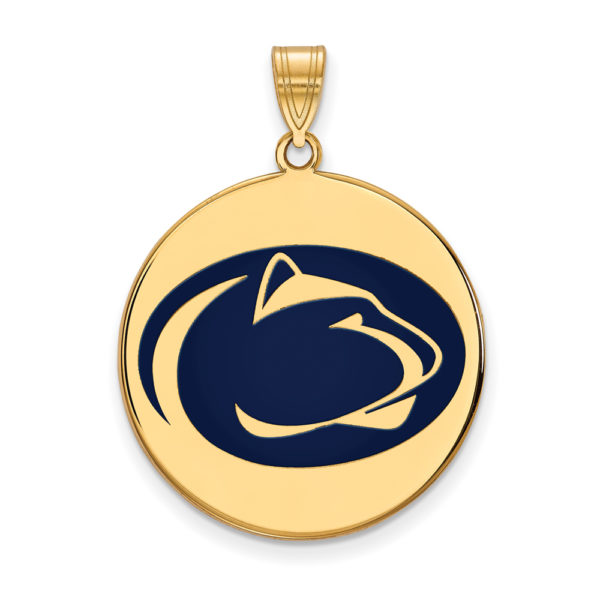 14k Gold Plated Silver Penn State XL Enamel Logo Disc Pendant