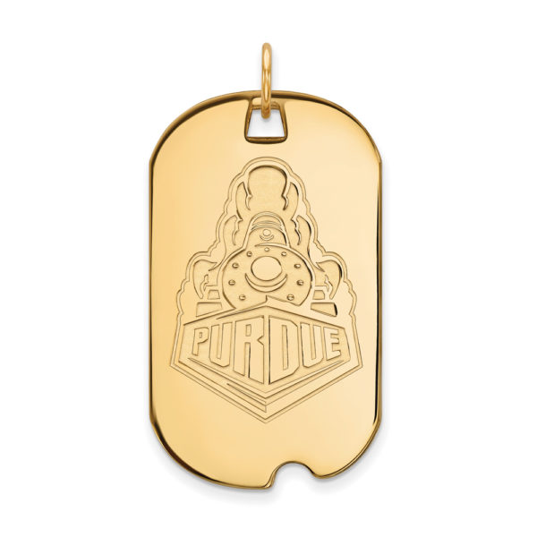 14k Gold Plated Silver Purdue Large Logo Dog Tag Pendant