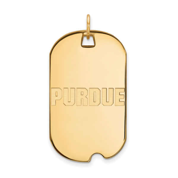 14k Gold Plated Silver Purdue Large Script Dog Tag Pendant