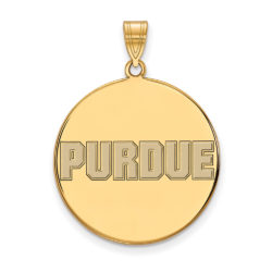 14k Gold Plated Silver Purdue XL Enamel Script Disc Pendant