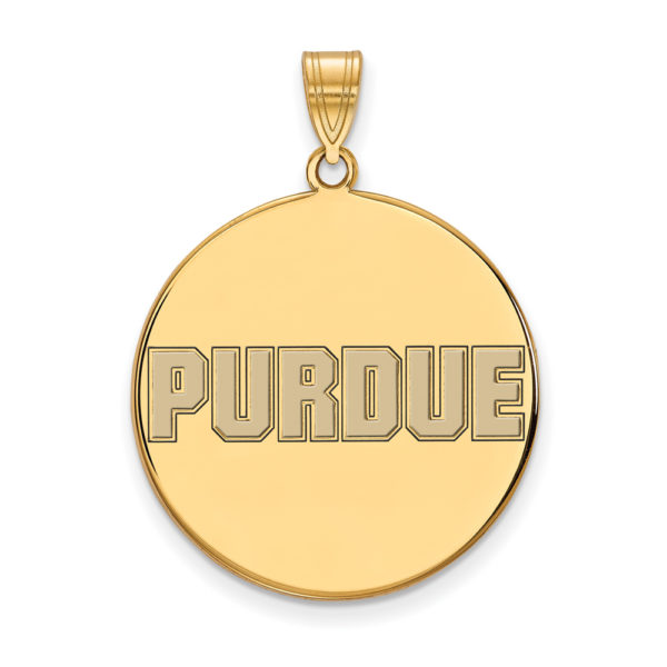 14k Gold Plated Silver Purdue XL Enamel Script Disc Pendant