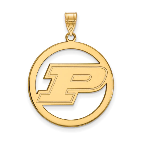 14k Gold Plated Silver Purdue XL Initial P Circle Pendant