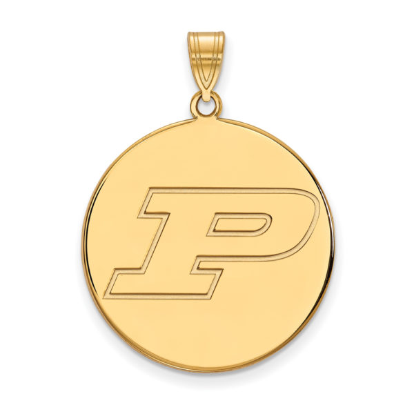 14k Gold Plated Silver Purdue XL Initial P Disc Pendant