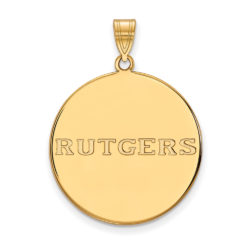 14k Gold Plated Silver Rutgers XL Script Disc Pendant