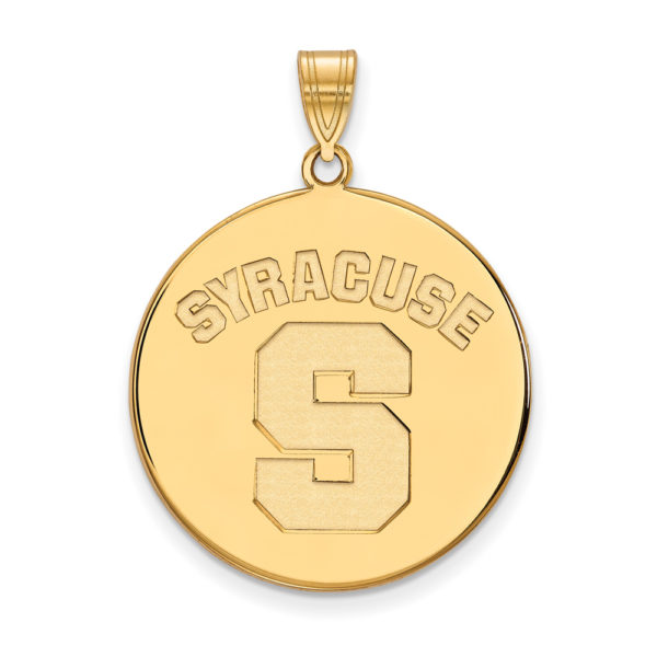 14k Gold Plated Silver Syracuse U. XL 'SYRACUSE S' Disc Pendant