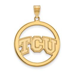 14k Gold Plated Silver Texas Christian U. XL Circle Pendant