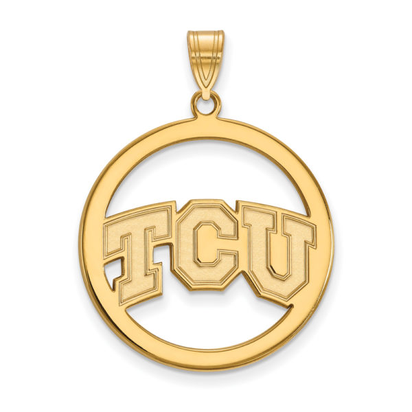 14k Gold Plated Silver Texas Christian U. XL Circle Pendant