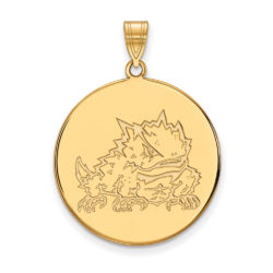 14k Gold Plated Silver Texas Christian U. XL Disc Pendant