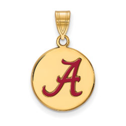 14k Gold Plated Silver U. of Alabama Medium Enameled Disc Pendant