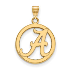 14k Gold Plated Silver U. of Alabama Small Initial A Circle Pendant