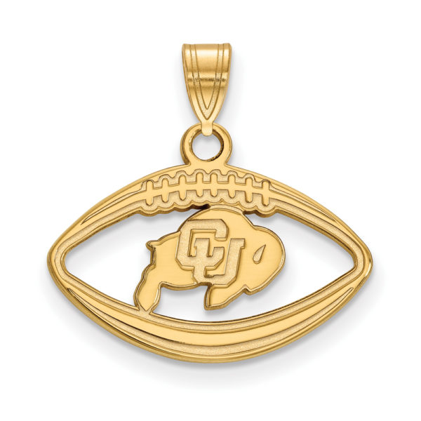 14k Gold Plated Silver U. of Colorado Football Pendant