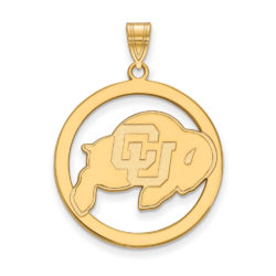 14k Gold Plated Silver U. of Colorado XL Circle Pendant