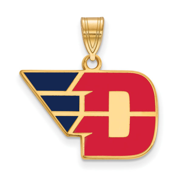 14k Gold Plated Silver U. of Dayton Medium Enamel Pendant