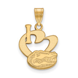 14k Gold Plated Silver U. of Florida Large I Love Logo Pendant