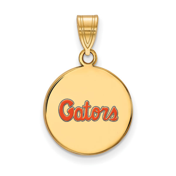 14k Gold Plated Silver U. of Florida Medium Enamel Disc Pendant