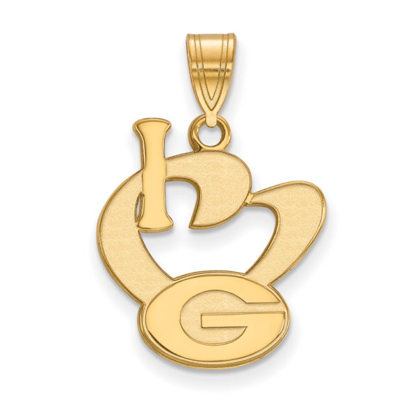 14k Gold Plated Silver U. of Georgia Large I Love 'G' Pendant