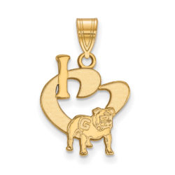 14k Gold Plated Silver U. of Georgia Large I Love Logo Pendant