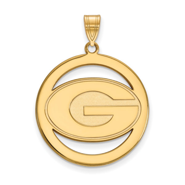 14k Gold Plated Silver U. of Georgia XL 'G' Circle Pendant