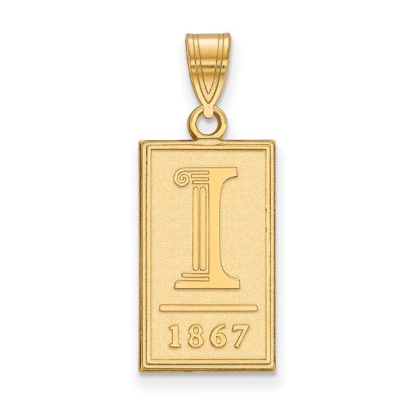 14k Gold Plated Silver U. of Illinois Large Logo Pendant