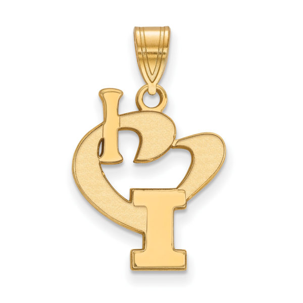 14k Gold Plated Silver U. of Illinois Lg I Love Logo Pendant