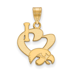 14k Gold Plated Silver U. of Iowa Large I Love Logo Pendant