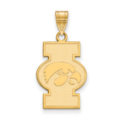 14k Gold Plated Silver U. of Iowa Large Logo Pendant