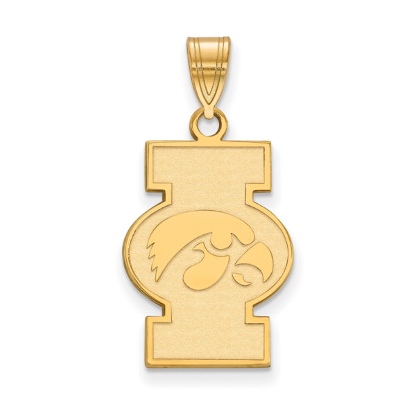 14k Gold Plated Silver U. of Iowa Large Logo Pendant