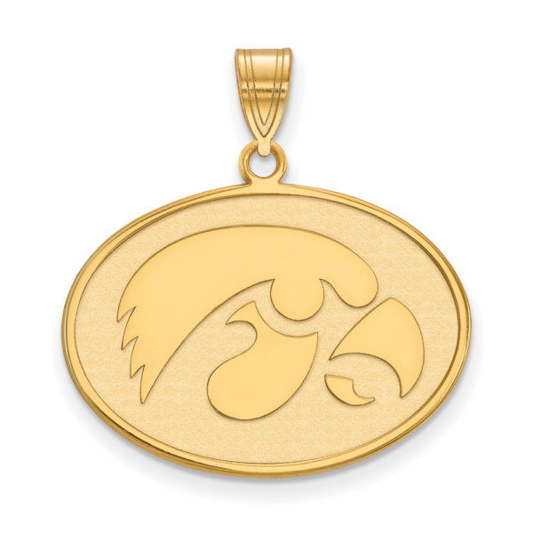 14k Gold Plated Silver U. of Iowa Large Oval Mascot Pendant