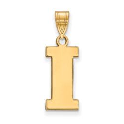 14k Gold Plated Silver U. of Iowa Medium Initial I Pendant