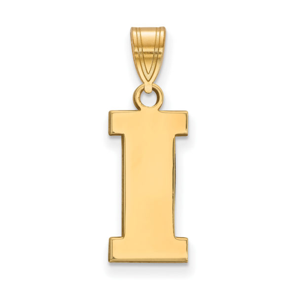 14k Gold Plated Silver U. of Iowa Medium Initial I Pendant