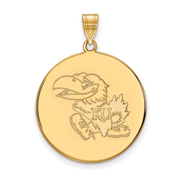 14k Gold Plated Silver U. of Kansas XL Disc Pendant